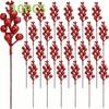 10Pcs Glitter Artificial Flowers Branches Gold Powder Berry Bouquet DIY Garland Christmas Decoration Party Home Decoration