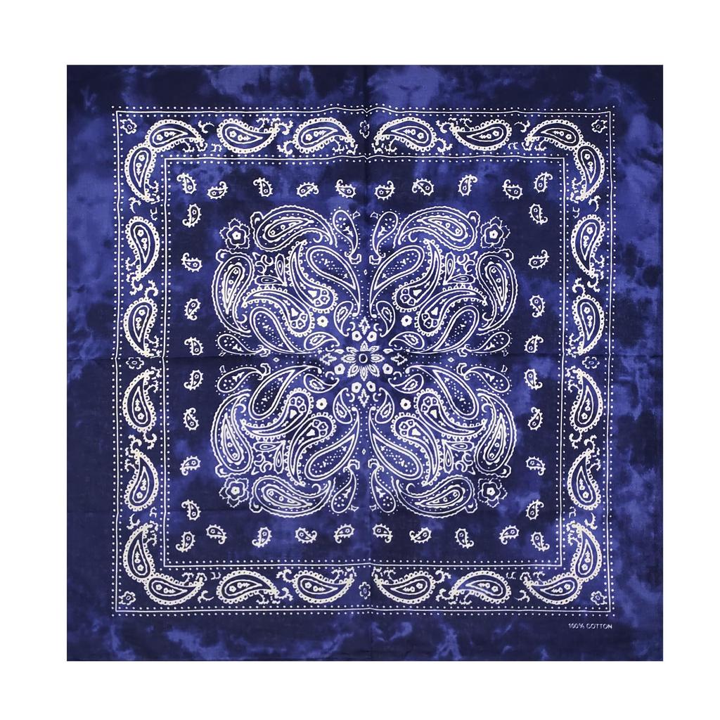 Trifong Bandana Paisley Tie-dye Handkerchief Adults 100% Cotton 55cm x 55cm navy