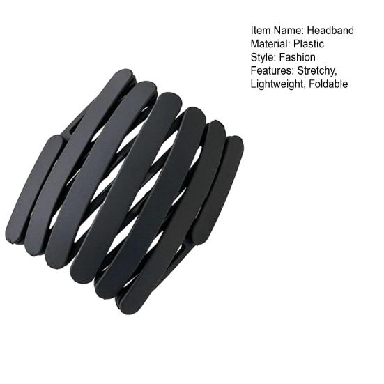 Women Headband Foldable Stretchy Portable Travel Hair Hoop Pure Color Anti-slip Teeth Bang Headband