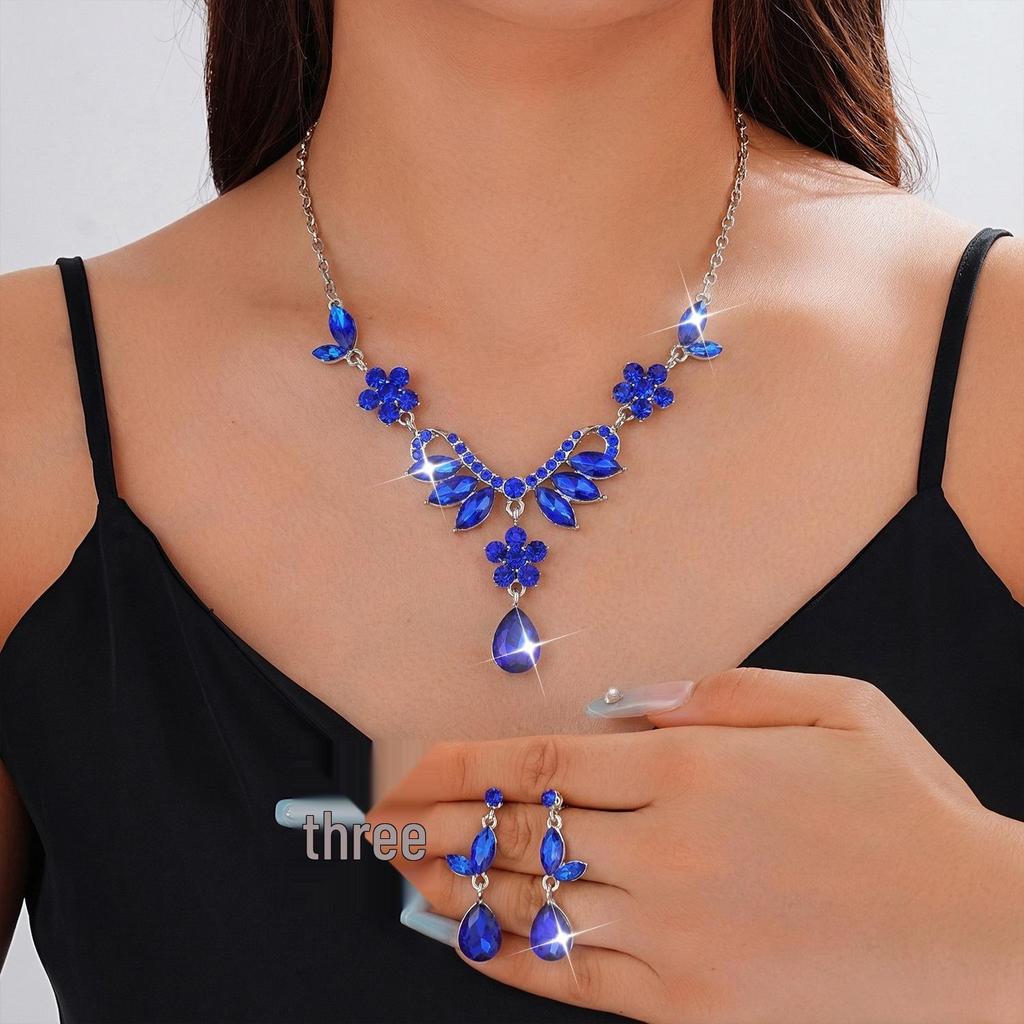 Versatile Sparkling Rhinestone Bridal Jewelry Set - Necklace and Earrings