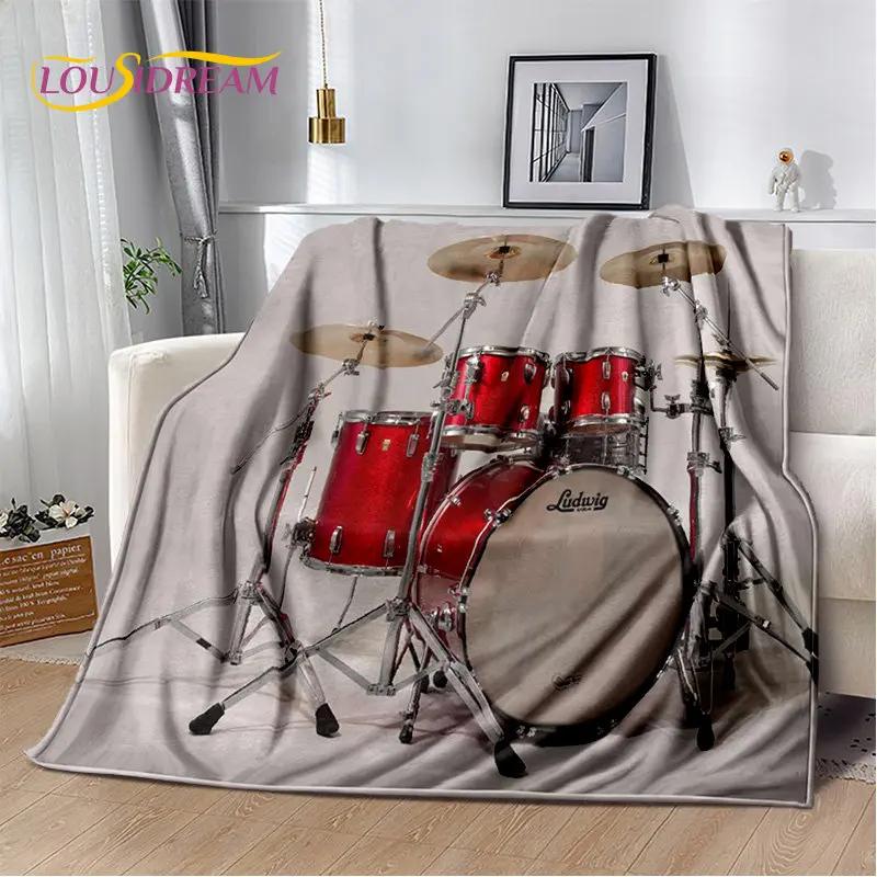 Kit de tambor musical, conjunto de instrumentos, cobertor de pelúcia macio, cobertor de flanela, cobertor para sala de estar, quarto, cama, sofá, piquenique, criança
