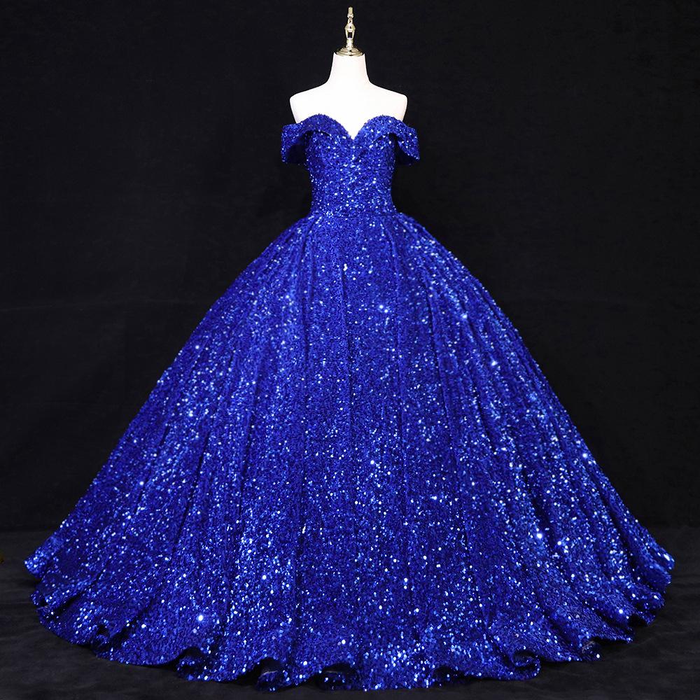 Cross-border Shiny Pitaya Puffy Skirt Wedding & Evening Gown