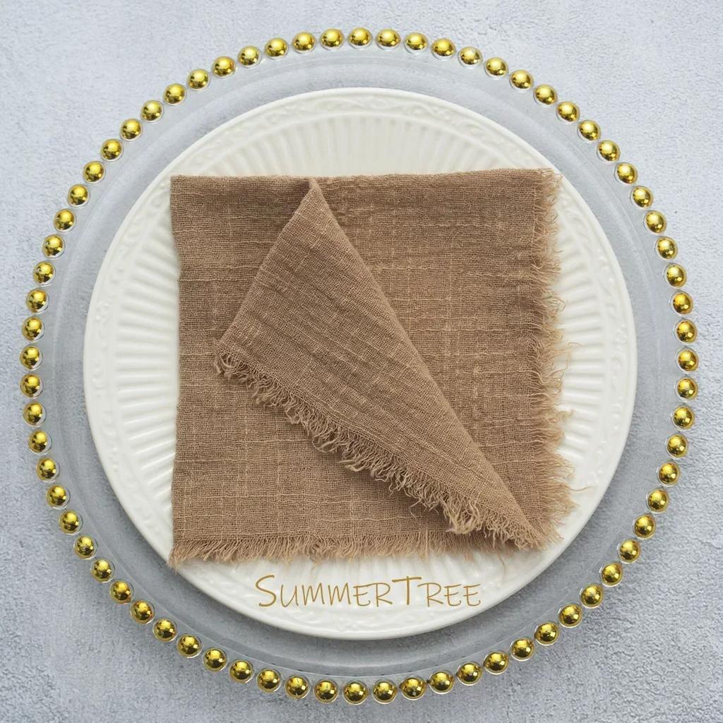 10pcs 32x32cm Cloth Napkins Pure Cotton Gauze Soft Napkin Handkerchief Vintage Banquet Garden Party Wedding Table Decoration