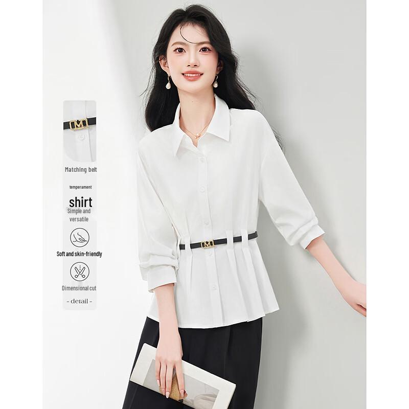 Elegant Belted Design Women s Shirt L
