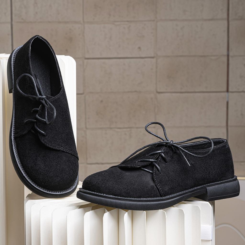 Large size platform four seasons new thick heel strap comfortable British style small leather shoes