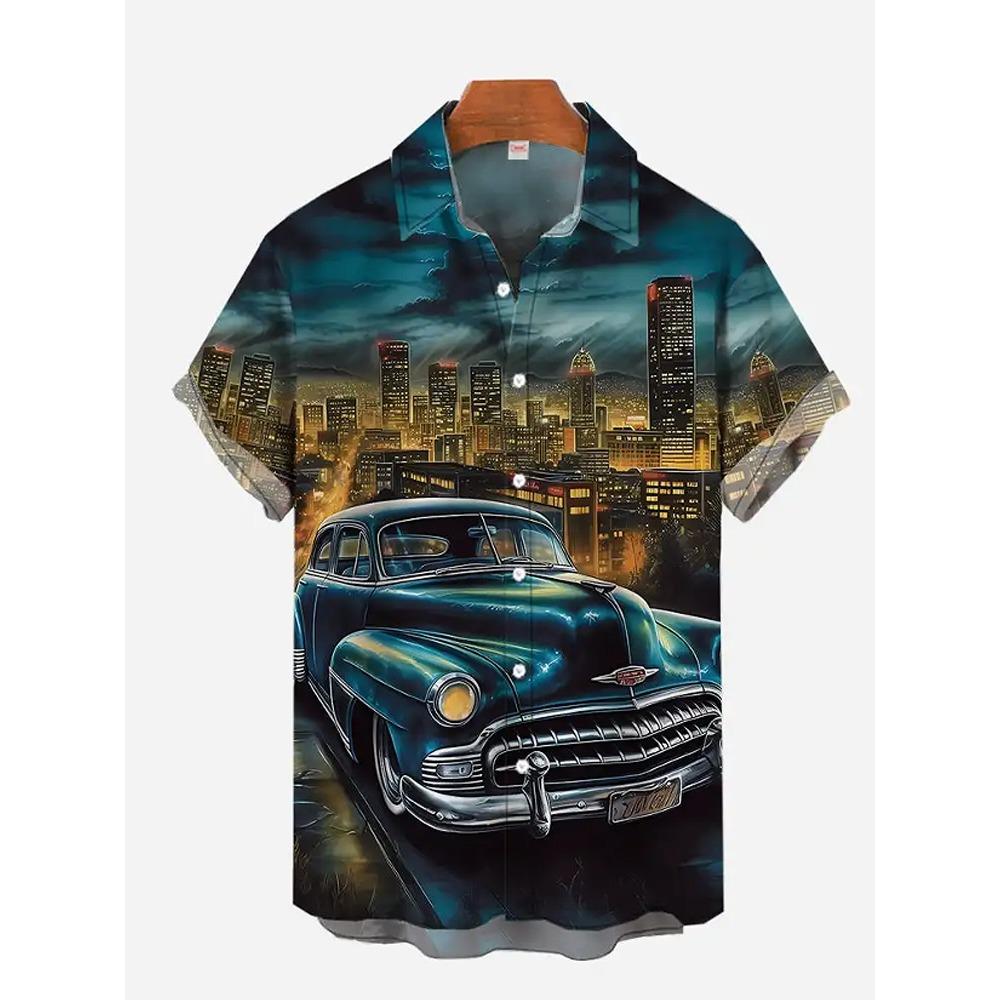 Camisa de Manga Corta de Verano para Hombre con Estampado de Motocicleta para Mujer, Camisa con Cuello, Camisa Casual de Manga Corta Hip-hop para Calle de Hombre
