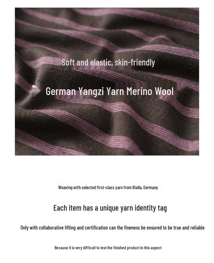 Elegant Striped Merino Wool Sweater - Spring/Autumn 2026 Women's Thin Knitwear