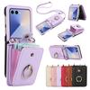 Crossbody Leather Cards Solt Wallet Phone Case for Samsung Galaxy Z Flip 7 6 5 4 3 Flip7 FE Finger Ring Holder Protective Cover