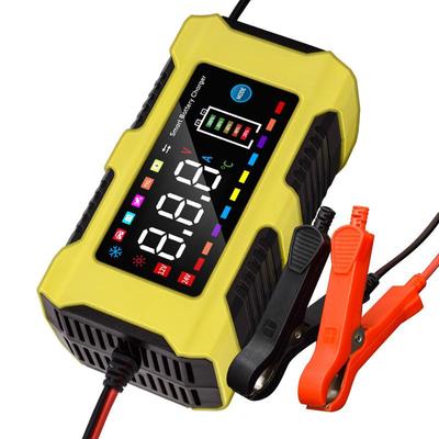 Touch Screen12V 6A 220W Car Battery Charger Fully Automatic High Frequency Intelligent Pulse Repair Charger LCD Display High Power Charger