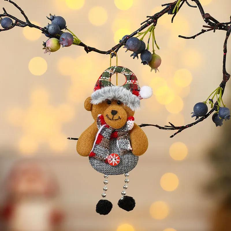 4Pcs Fabric Christmas Ornaments Santa Claus Snowman Reindeer Bear Plush Hanging Decorations for Christmas Tree Holiday Home Party Festive Decor