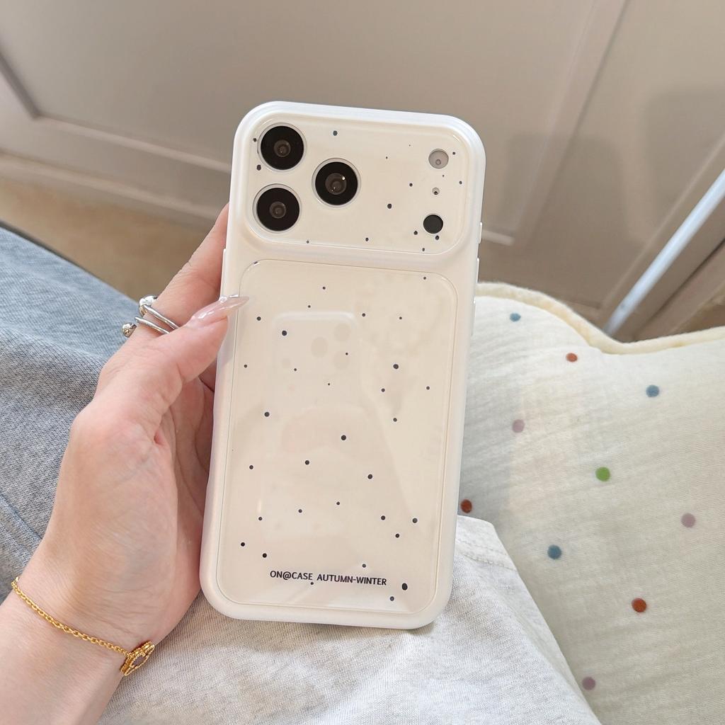 Small fresh polka dots are suitable for Apple 17pro mobile phone case 17promax anti-drop case 16 large window case 15.