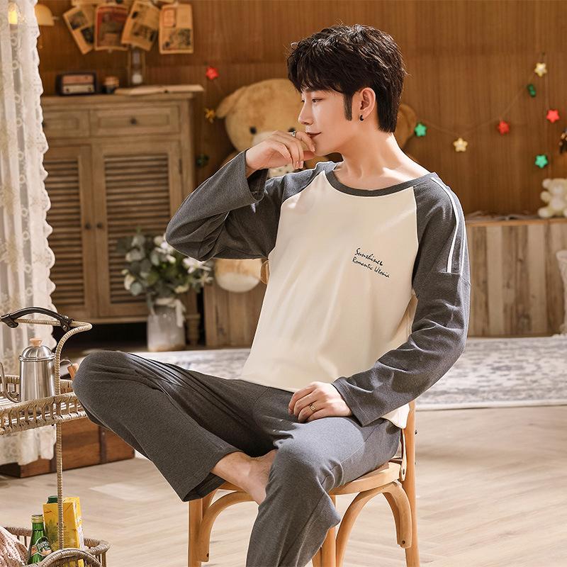 Men Pajamas Set Long Sleeve Pijama for Male L-3XL Size Homewear  Cotton Loungewear Nightie Sleepwear Man Pyjama