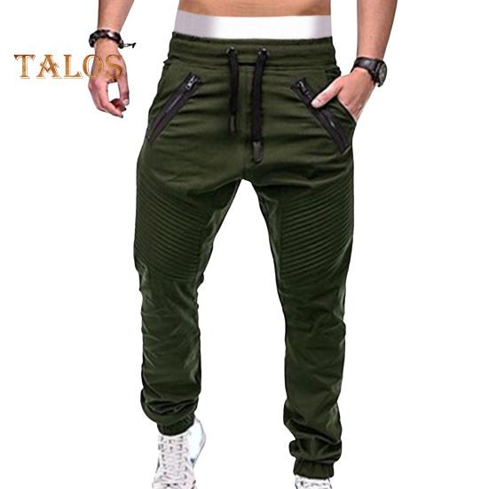 

Зимние мужские брюки с эластичной талией на шнурке и карманами, декорированные молнией, свободные однотонные уличные брюки с резинкой на щиколотке, плиссированные спортивные брюки L армия зеленый