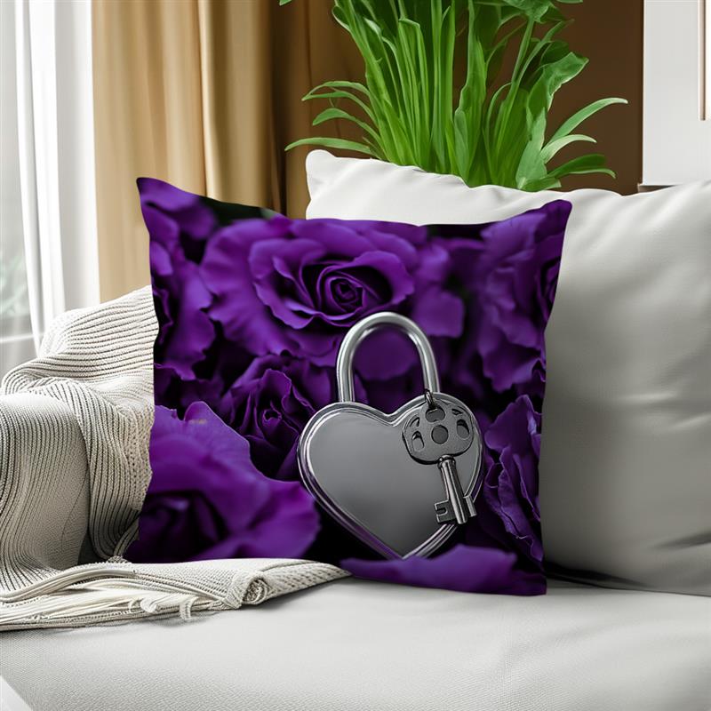 1Pc Purple Rose Pillow Cover For Home Living Room Bedroom Sofa Office Decorative Pillowcase Soft Throw Pillows 45X45Cm