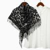 Leopardenmuster Fransen Quadratisches Tuch Imitation Kaschmir Schals Damen Herbst Winter Schals Damen Elegante Wickeltücher Mulffer 100*100cm