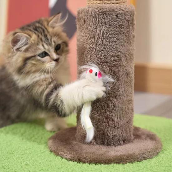 Cat Toy Realistic Coconut Tree Shape Scratching Post with Sisal Claw Grinding Column Hanging Balls Interactive Cat Scratcher