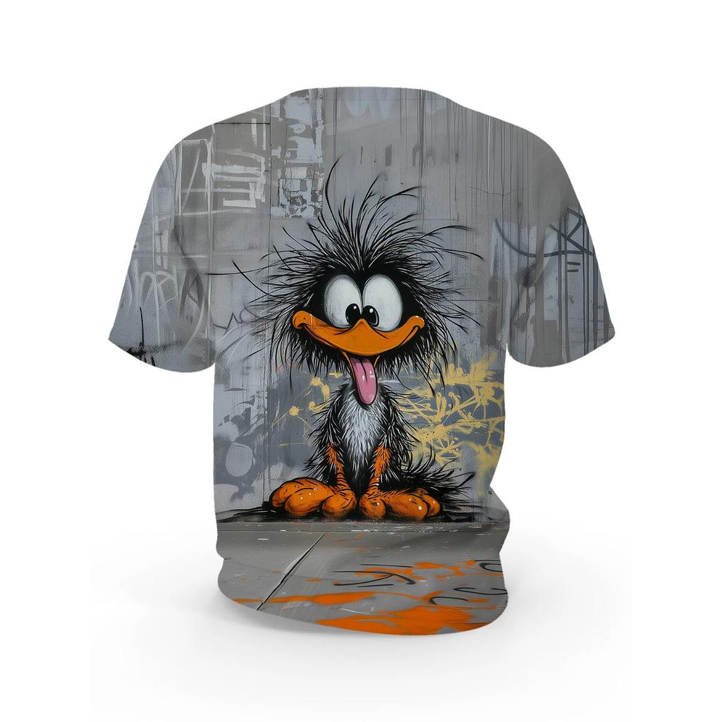 Summer Round Neck 3D Funny Animal Pattern Print Top Fashionable Casual Short Sleeved Men's T-shirts