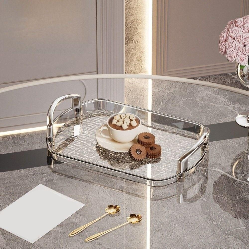 Transparent Clear Luxury Tray Rectangular Dining Tea Serving Platter Party Gathering