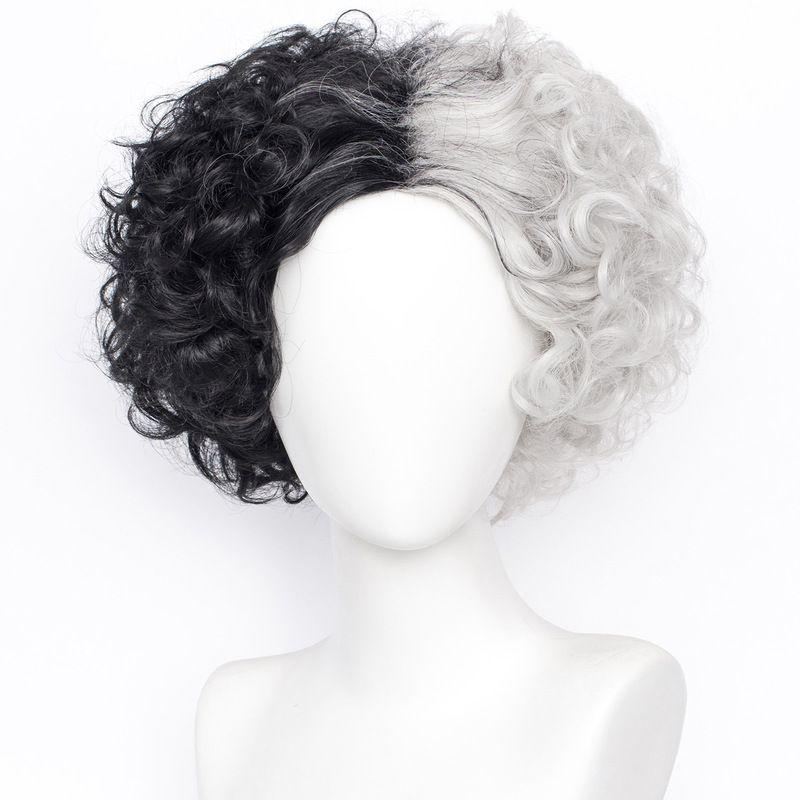 Trendige Kurzhaar-Cruella-Perücke Hochtemperaturfaser Ideal für jeden Hautton