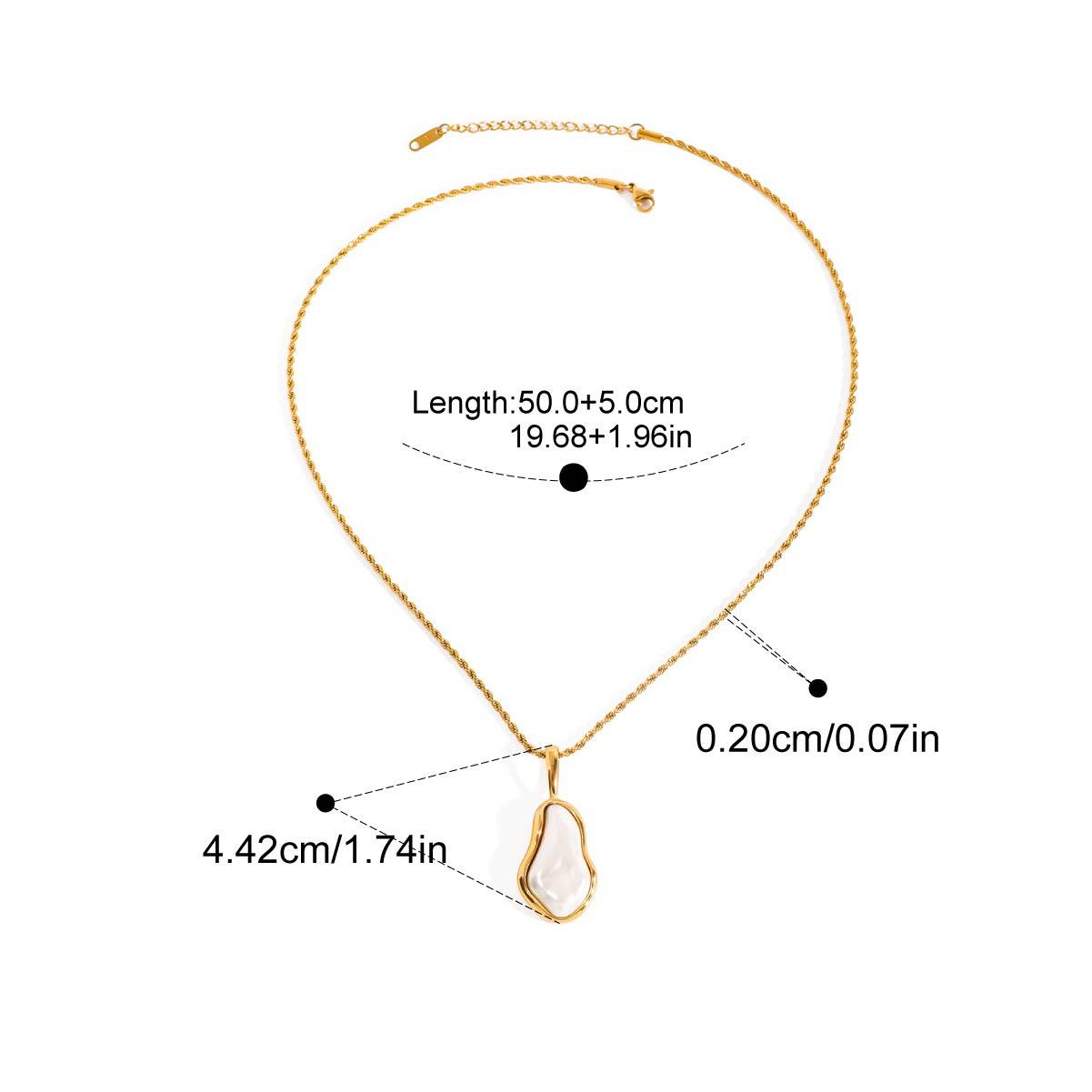 

Yori 18K Gold Plated Stainless Steel Shell Pearl Jewelry Set Necklace Earrings Ring Trio for Wedding/Party/Daily Elegant Gift