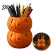 Cute Desk Accessories 3D Printed Double Pumpkin Pen Holder Stacked Desktop Organizer Shaped Organizer Halloween Stationery Storage Container