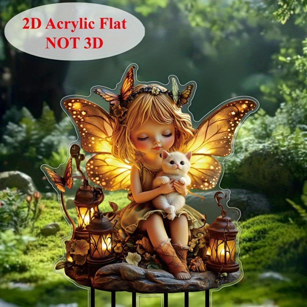 Výstřední motýlí víla, 2D plochý akryl, dekorativní, vhodná pro zahradu, trávník, květináč, párty, Vánoce, Halloween