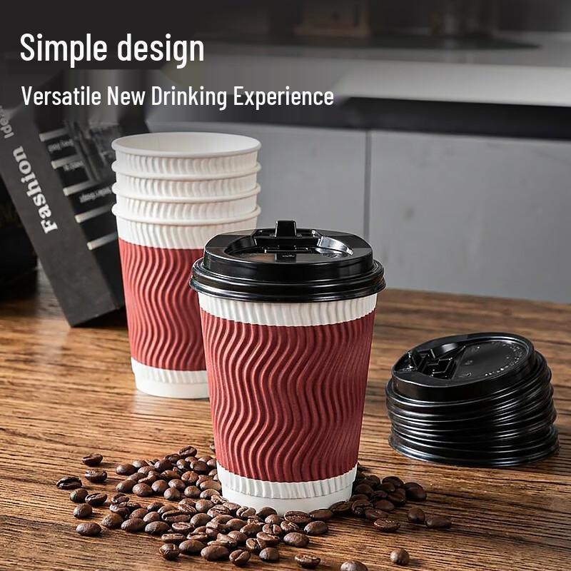 Temeiju Thickened Anti-Scald Disposable Coffee Cups with Lids