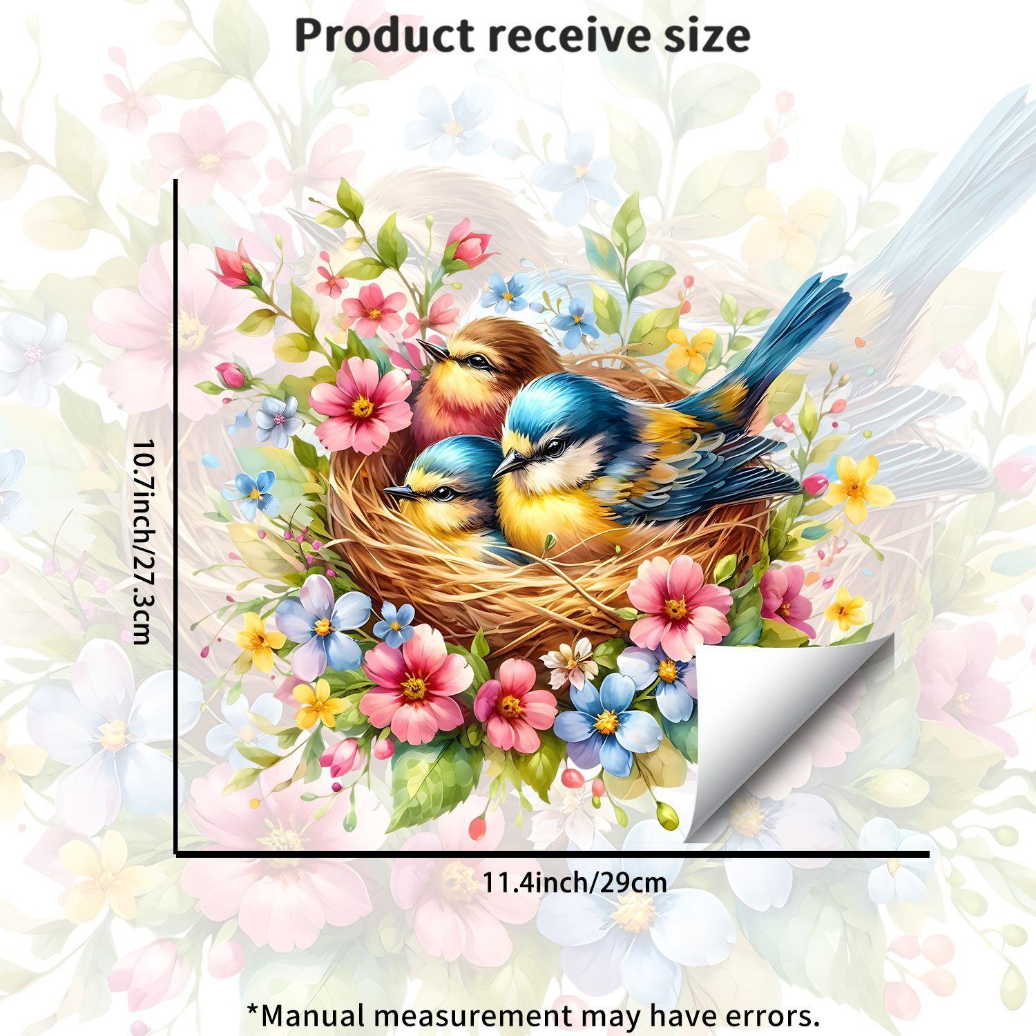

Creative Colorful Bird Flower Nest Static Cling Glass Window Film for Kitchen Bathroom Home Decor 29x27cm разноцветный