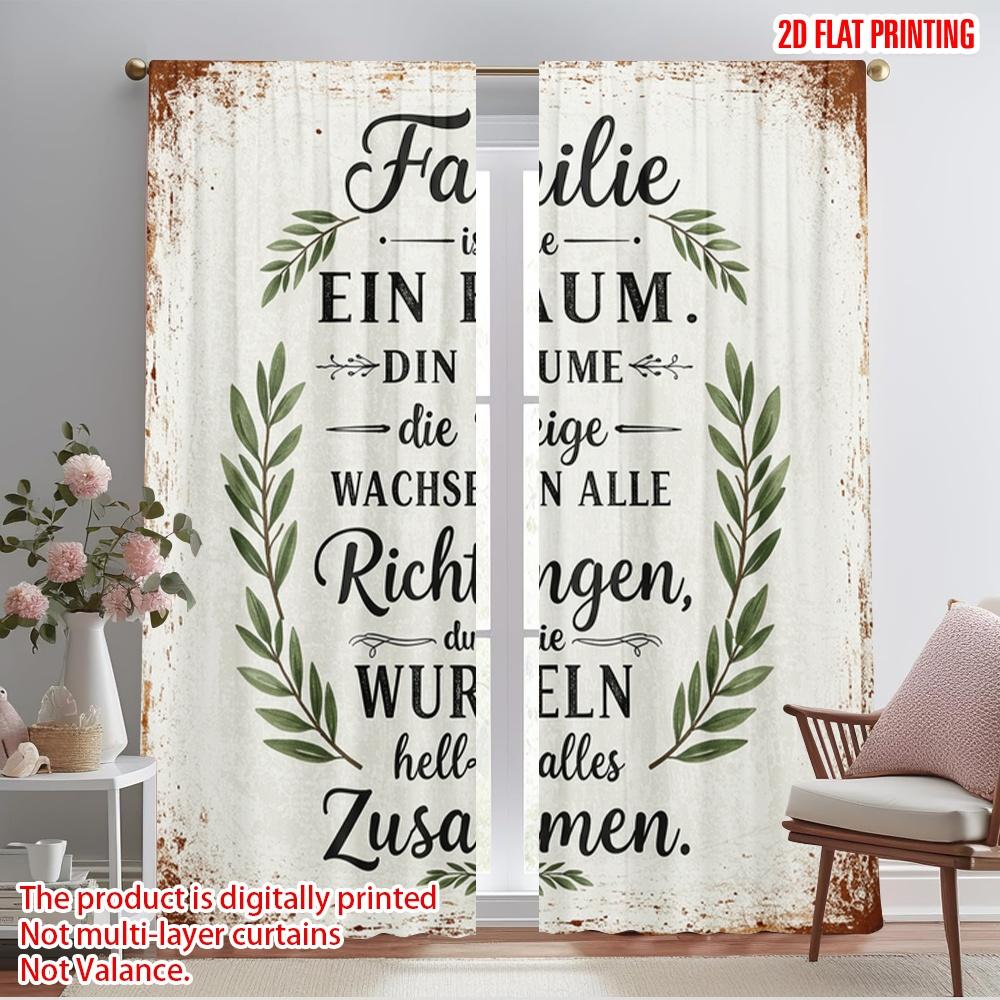 2pcs 2D Flat Printing Window Curtains Family Tree Roots Together Polyester Without Electricity Festive Holiday Perfect for Yard
