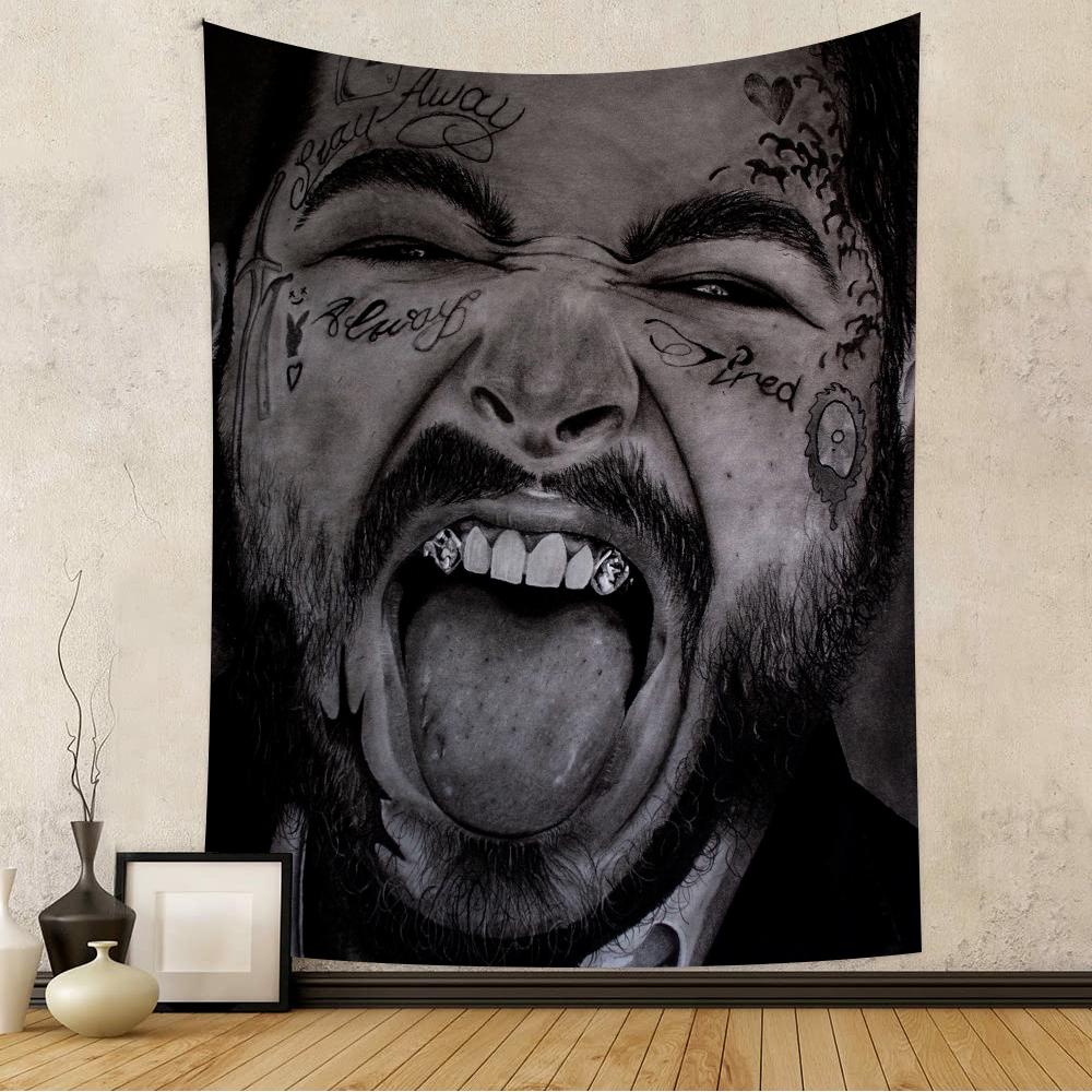 American Singer Star Rapper Post Malone Cartoon Tapestry Wall Hanging Decoration Household Home Decor