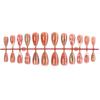 24PCS Gilded Snake Pattern Golden Lines Almond Press On False Nails Tip Sweet Cool Nude Pink Flowers French Fake Nails for Women