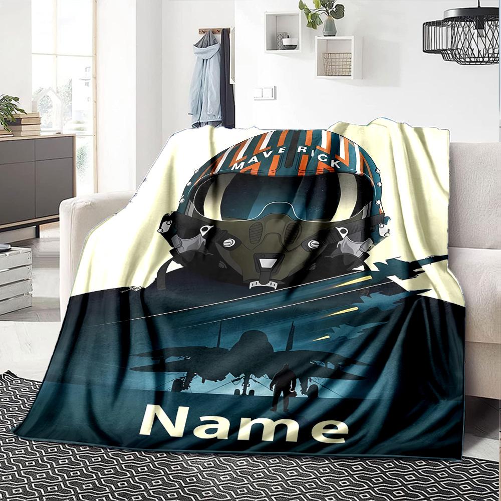 Customiz Name Personality Top Gun Maverick Blanket Soft &Warm Sofa Office Bed Travel Lunch Break Blanket, Gift Suitable All Seasons