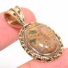 Natural Ocean Jasper TwoTone 925 Solid Sterling Silver Gift Pendant 1.50" Z9Z94
