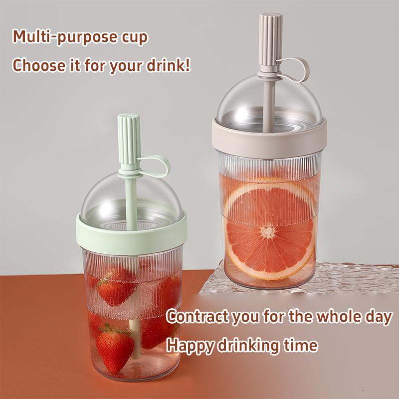 Tazza da Caffè con Coperchio Tazza Riutilizzabile per Bevande con Cannuccia Tazza Portatile in Plastica Trasparente per Casa per Viaggio Tazza