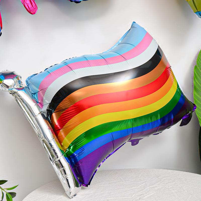 Rainbow Series Aluminum Foil Balloon Party Background Decoration Rainbow Stripes Flag Balloon Baby Shower Aluminum Film Balloon
