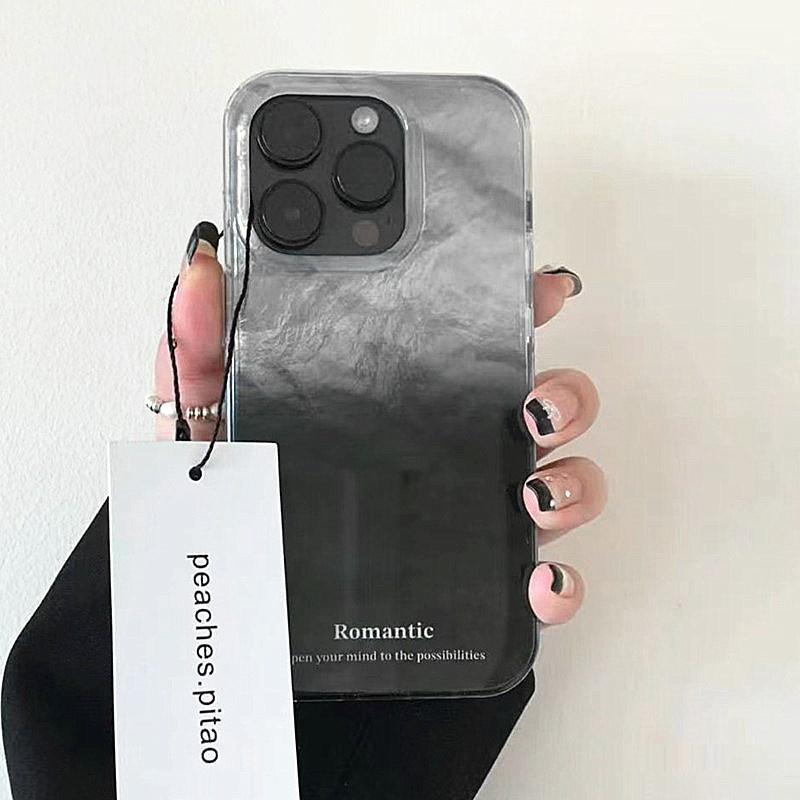 

Простой градиентный серебристо-черный чехол для телефона для чехла для iPhone 16 15 14 13 12 11 Pro XR XS Max 7 8 Plus с градиентным узором из фольги For iPhone 16 Pro