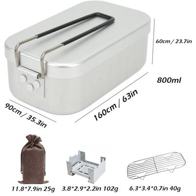 800ML Aluminum Lunch Boxes Portable Tableware Mess Tin Travel Camping Outdoor Picnic Tourist Bowl DishesHiking Supplies