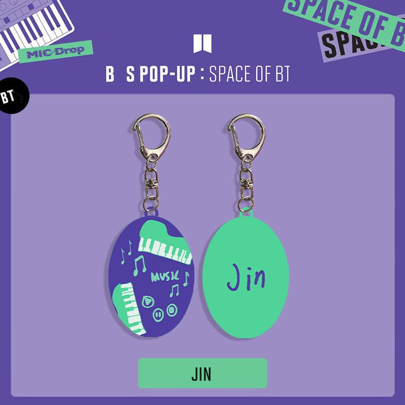 BTS SPACE OF BTS POP-UP Keychain, Double-Sided Music & Member Design Charm, Kpop ARMY Fans Collectible Bag Pendant JIN