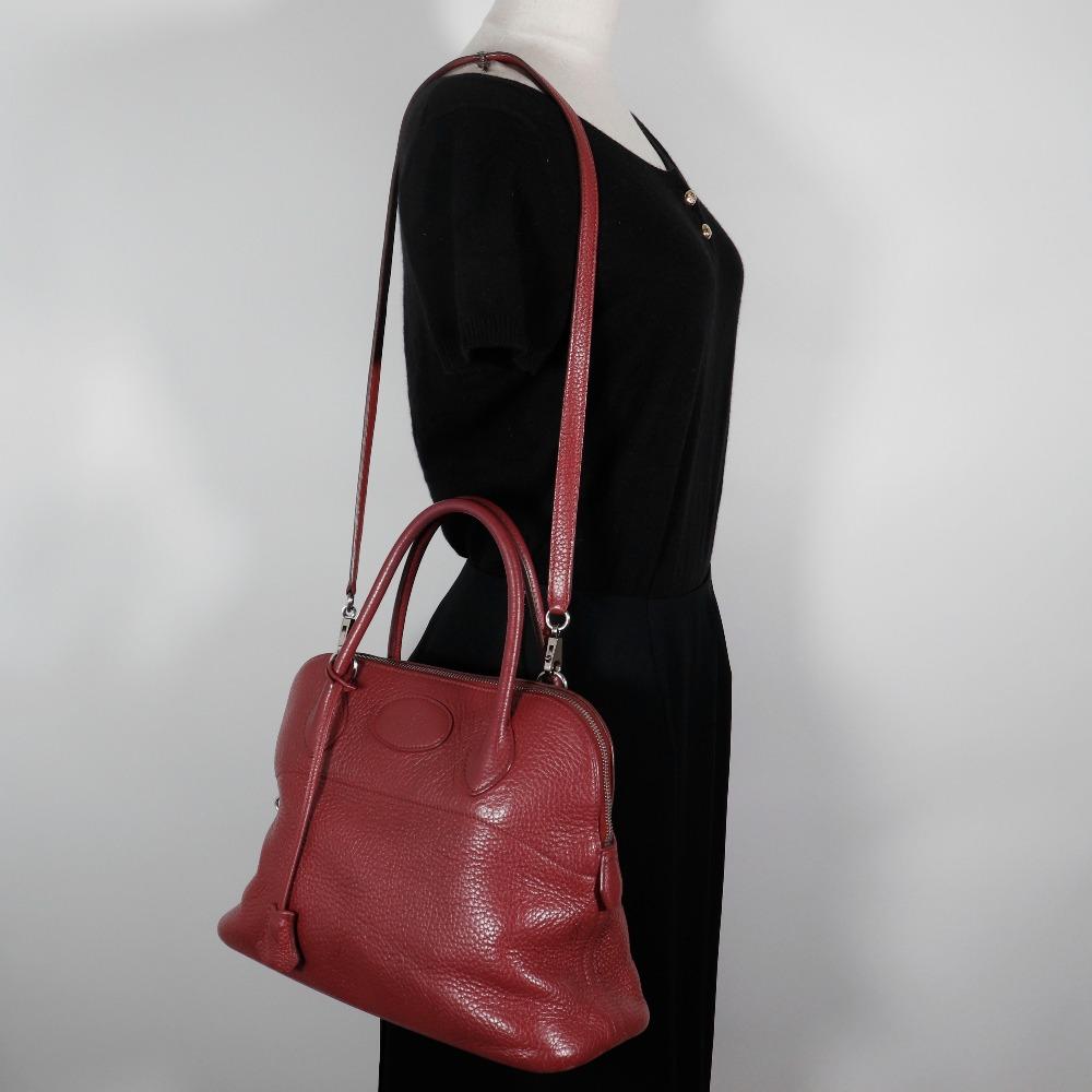 HERMES Bolide31 Handbag 2WAYShoulder Red/Silver Hardware Ardenne Women Used
