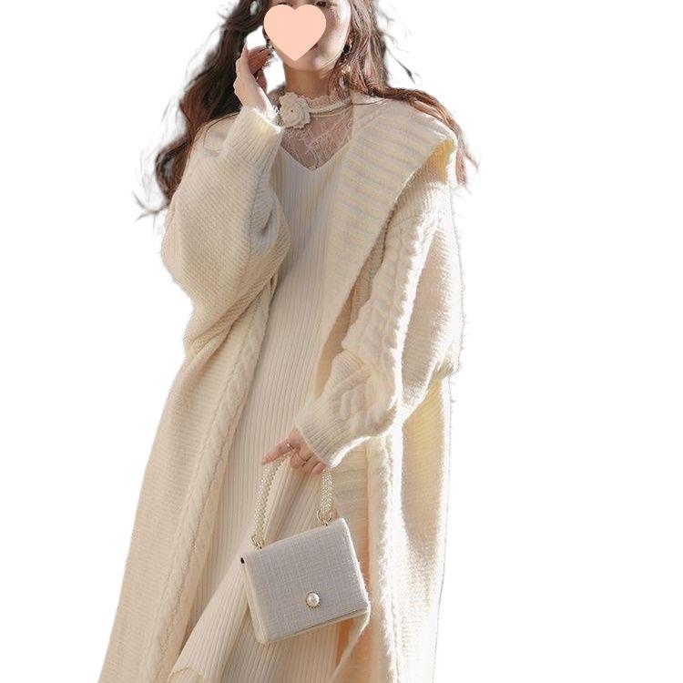 French Retro Knit Cardigan: Turn-Down Collar, Loose Fit, Mid-Length, Autumn/Winter Style