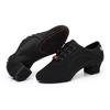 3.5cm Heel Women Soft Sole Latin Dance Shoes Suede Sole Spring Summer Black Breathable Dance Shoes