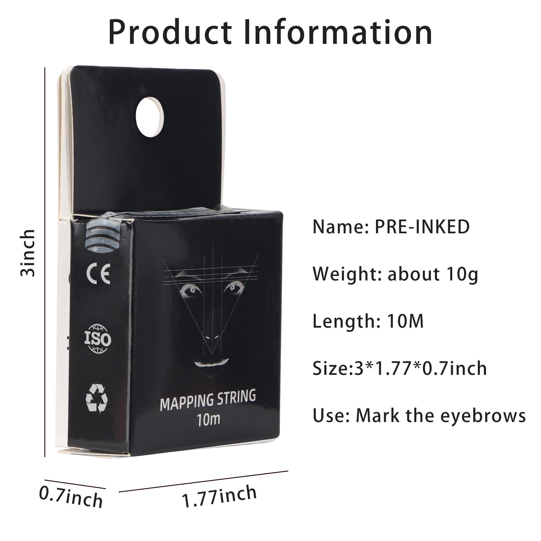 Boxed Microblading Thread Ruler with Ink for Eyebrow Mapping and Positioning. чёрный