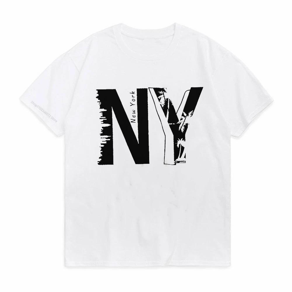 Summer mens casual loose NY letter printed t shirt sports comfortable round neck short sleeved top Tshirt fashion New York tee