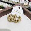 Autumn and Winter New Retro Style Leopard Print Geometric Exaggerated Ear Buckle Simple and Atmospheric High-end Feeling Unique