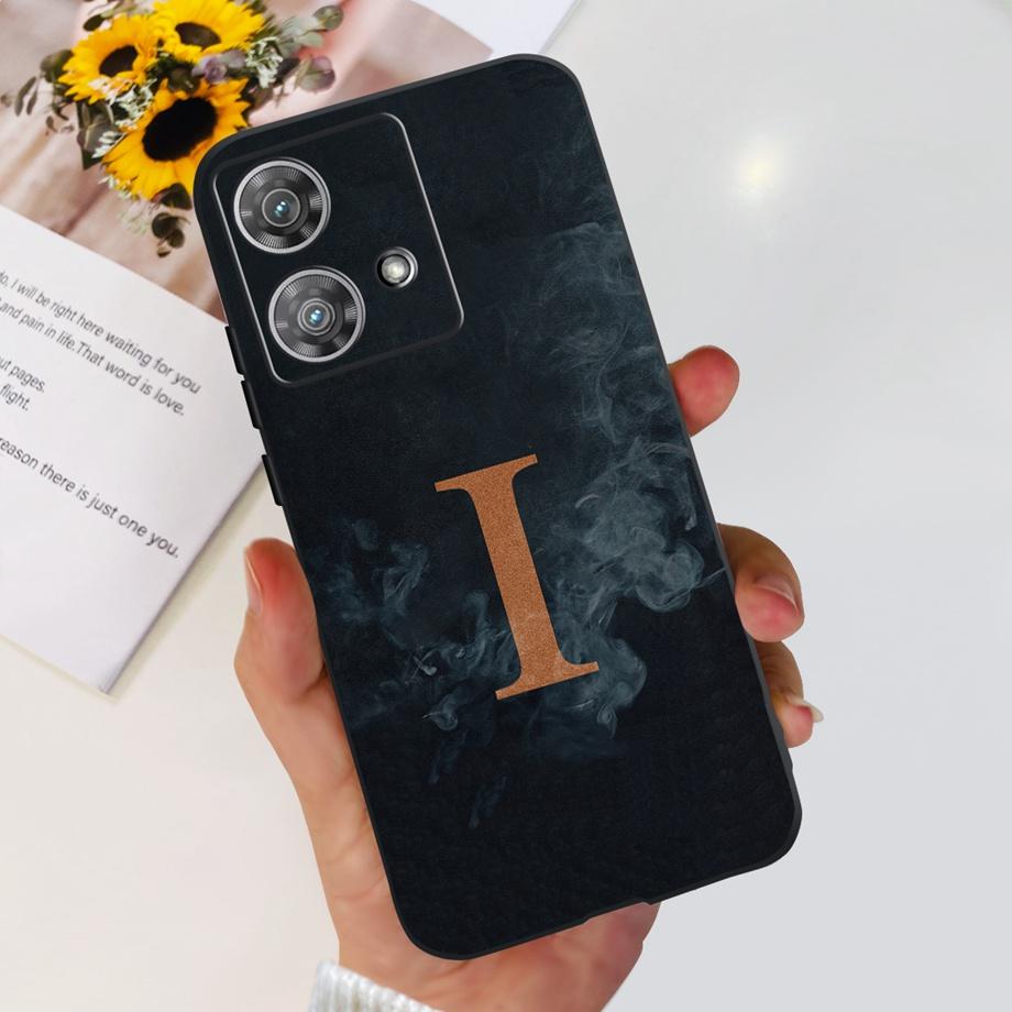 For Motorola Edge 40 Neo Case 26 Letters Black Pink Pattern Back Case For Moto Edge 40 5G 40Neo Soft TPU Silicone Stylish Bumper