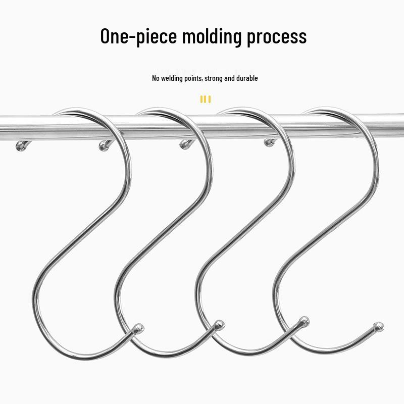 Multi-Purpose 410 Stainless Steel S-Shaped Wall Hook for Bathroom and Kitchen