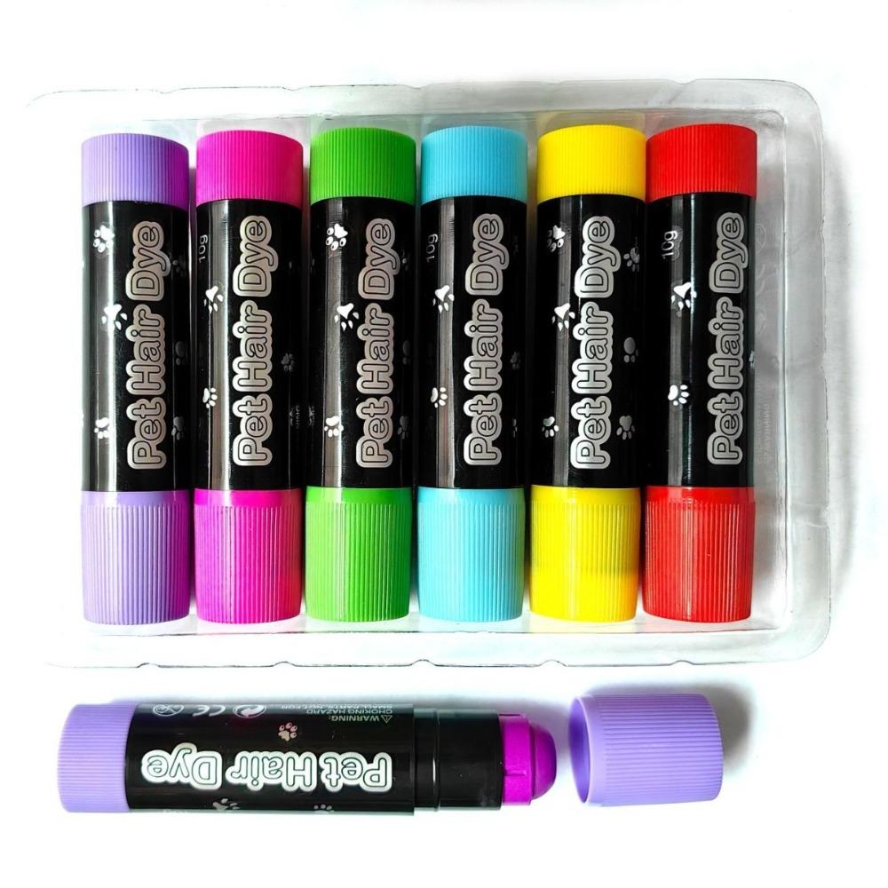 Wasserlösliche Tierhaarfarbe 6 Farben Tierhaarfarbstift Bunte temporäre Farben Tierausstellungen