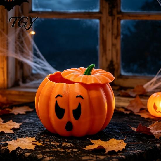 Cute Pumpkin Trinket Case 3D Printed Devil Storage Box with Lid, Funny Ghost Face Decor Halloween Decoration, Desktop Organizer for Jewelry And Small
