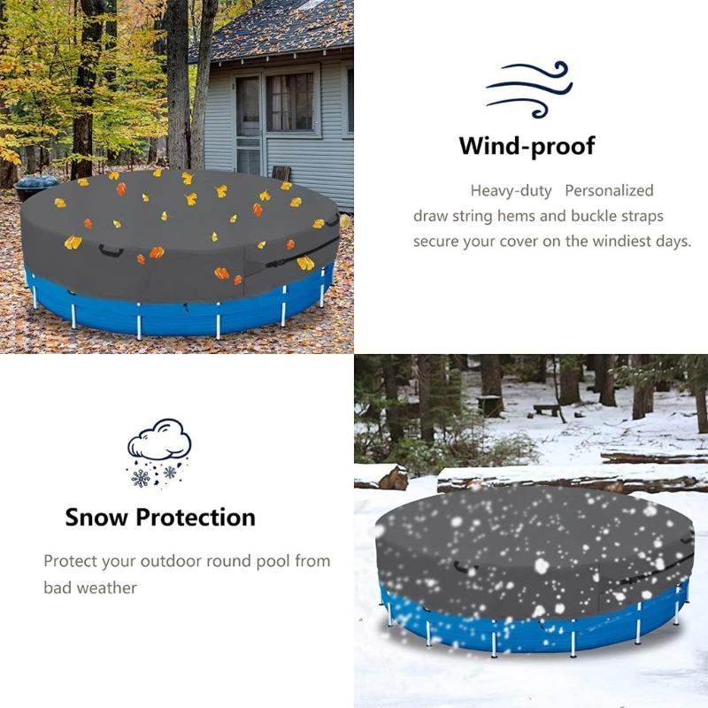 Heavy Duty 182CM Round Pool Cover Heavy Duty Waterproof Round Pool Cover for Above Ground Pool Windproof Rope