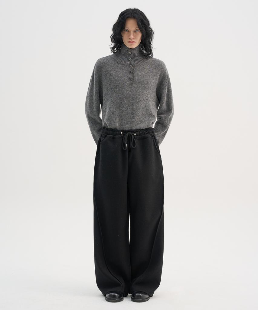 TRIP LE SENS Wool High-Neck Button Knit_Gray